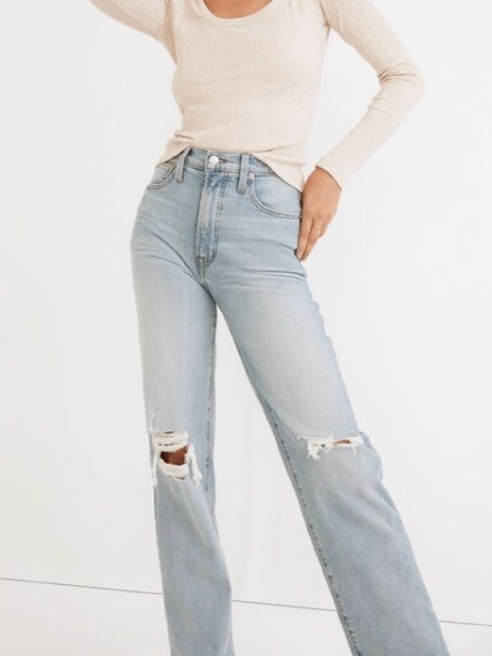 Madewell Perfect Vintage Straight Jean - Knee-Rip Edition - Picture 4 of 6